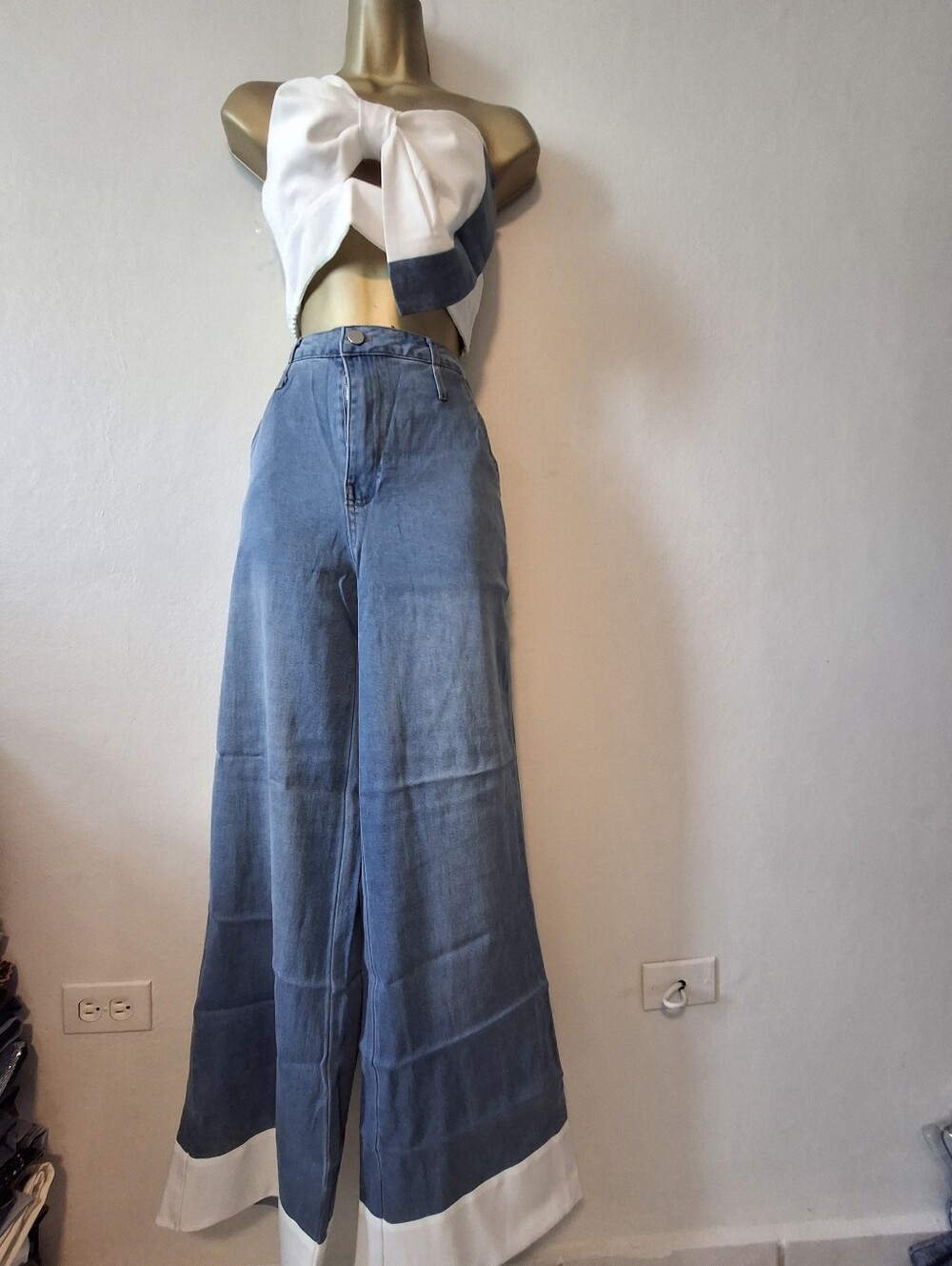 High-Waist Wide Leg Women Jeans - Blue